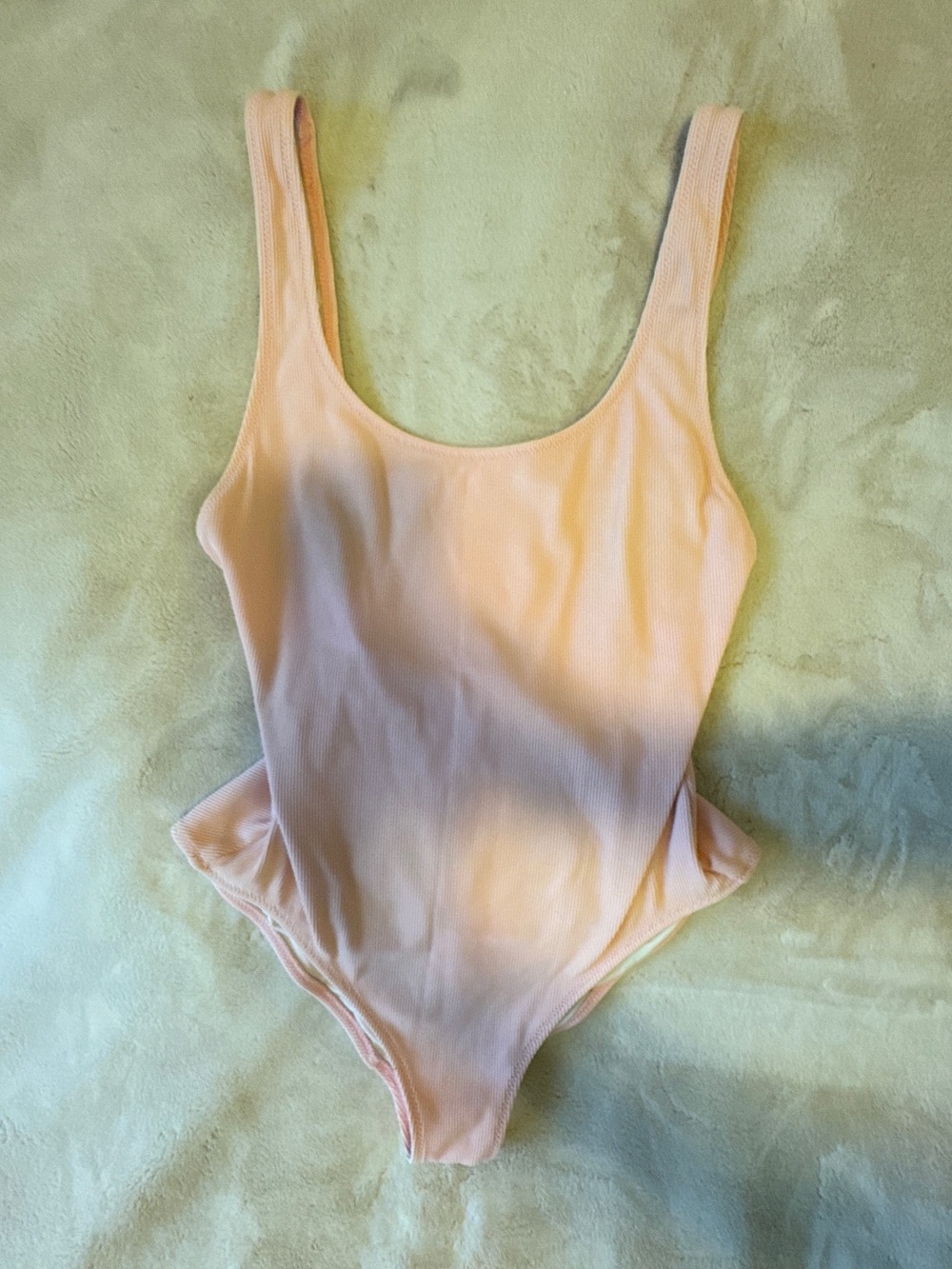 Solid and Striped, Baby Pink Ribbed One Piece Swim Suit, M